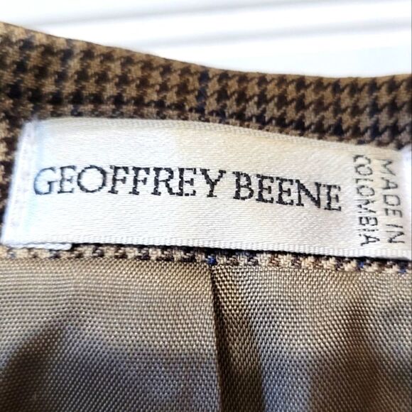 Geoffrey Beene Tan 100% Wool Three Button Men's Grandpa Suit Coat Blazer, 43R - Picture 4 of 5